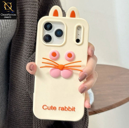 iPhone 17 Pro Max Cover - White - Playful Off-White Animal Inspired Shockproof Mobile Case with Ears