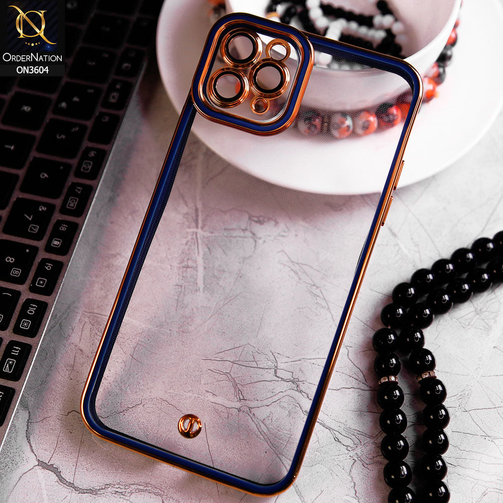 iPhone 11 Pro Max Cover - Blue - New Electroplated Side Borders Camera And Lense Protection Case