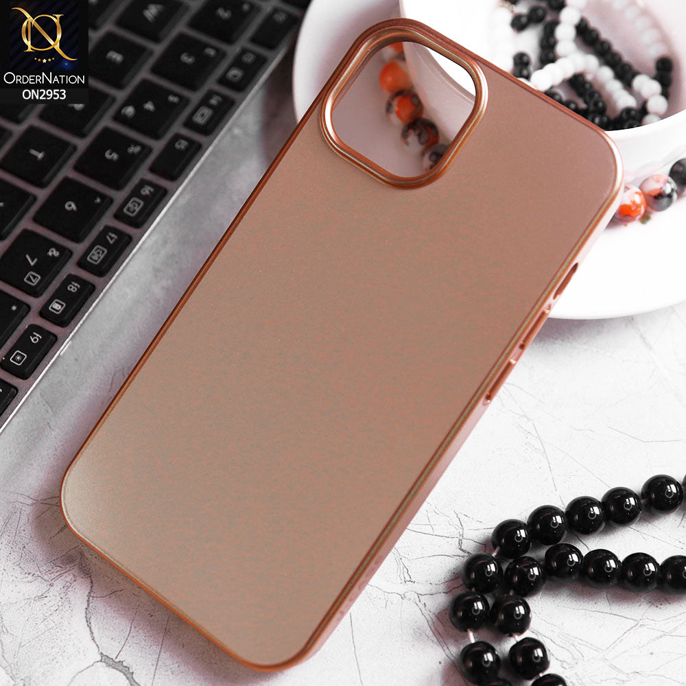 iPhone 13 Cover - Golden - Soft Gold Plated Color Borders Camera Protection Back Case