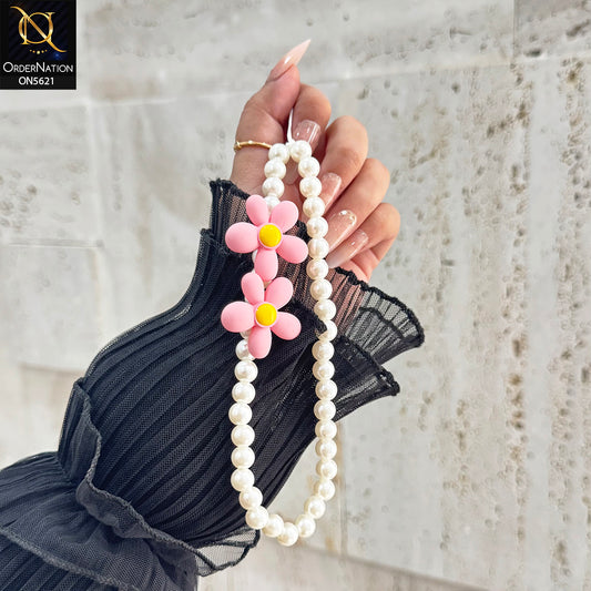 Fashion Phone Charms Holder - Design 3 - Colorful Acrylic Bead Smile Chain