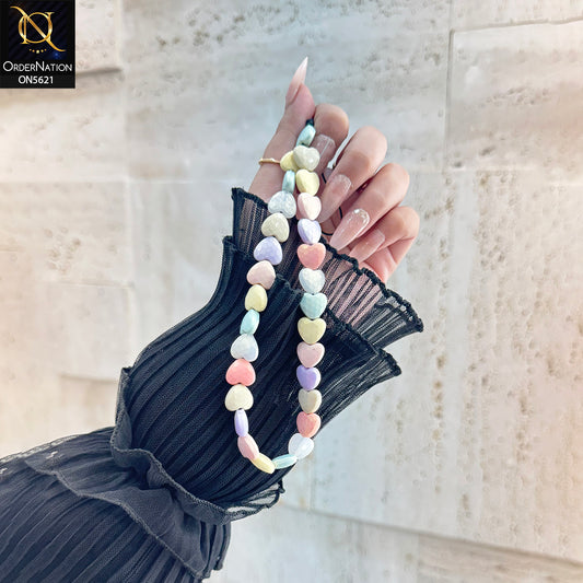 Fashion Phone Charms Holder - Design 6 - Colorful Acrylic Bead Smile Chain