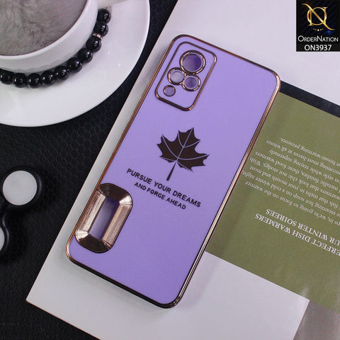 Vivo V21 Cover - Design 4 - New Electroplating Borders Maple Leaf Chrome logo Hole Camera Protective Soft Silicone Case