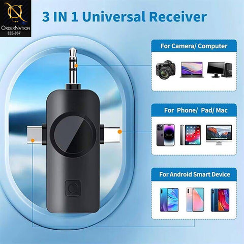 F11-2 3-in-1 Wireless Microphone Dual Mic for iPhone Android Camera & Laptop