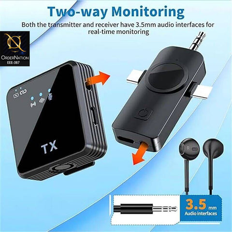 F11-2 3-in-1 Wireless Microphone Dual Mic for iPhone Android Camera & Laptop