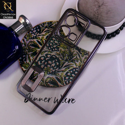 Vivo Y35 4G Cover - Purple - Electroplating Borders Chrome Logo Hole Soft Silicone Camera Bumper Case