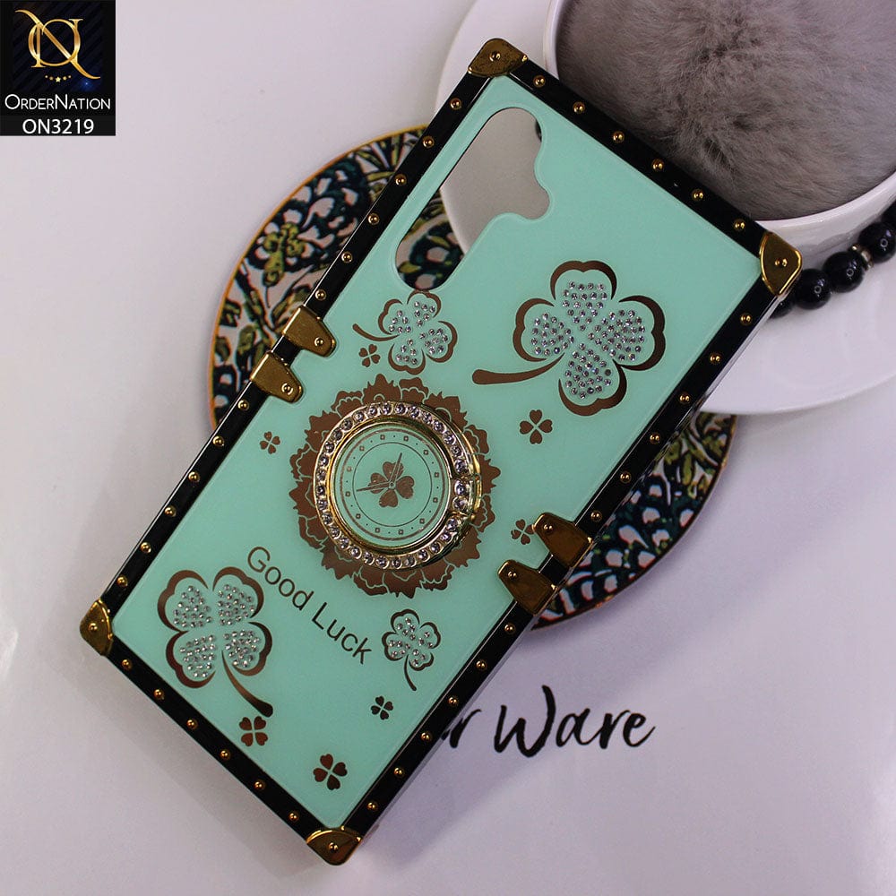 Samsung Galaxy A54 Cover -Cyan -  Square Bling Diamond Glitter Soft TPU Trunk Case with Ring Holder