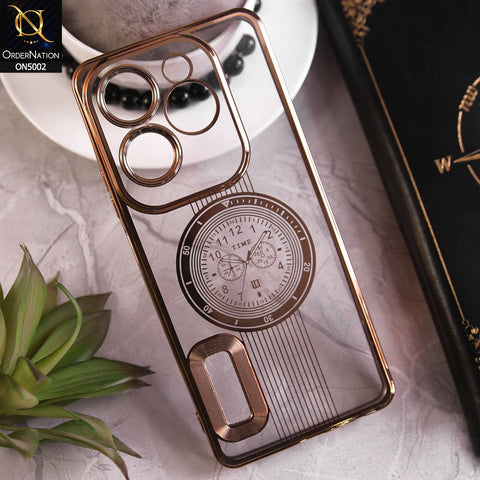 Infinix Hot 40 Cover - Golden -  Electroplating Borders Logo Hole Camera Lens Protection Soft Silicone Case