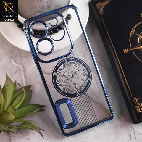 Infinix Hot 40 Pro Cover - Blue -  Electroplating Borders Logo Hole Camera Lens Protection Soft Silicone Case