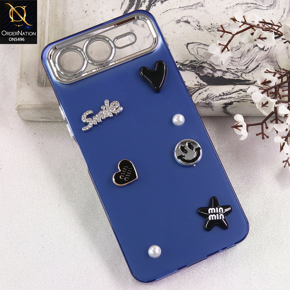 Infinix Smart 10 Plus -  Blue -  3D Smile Cartoon Matte Shinny Case With Camera Protection Soft Border Case