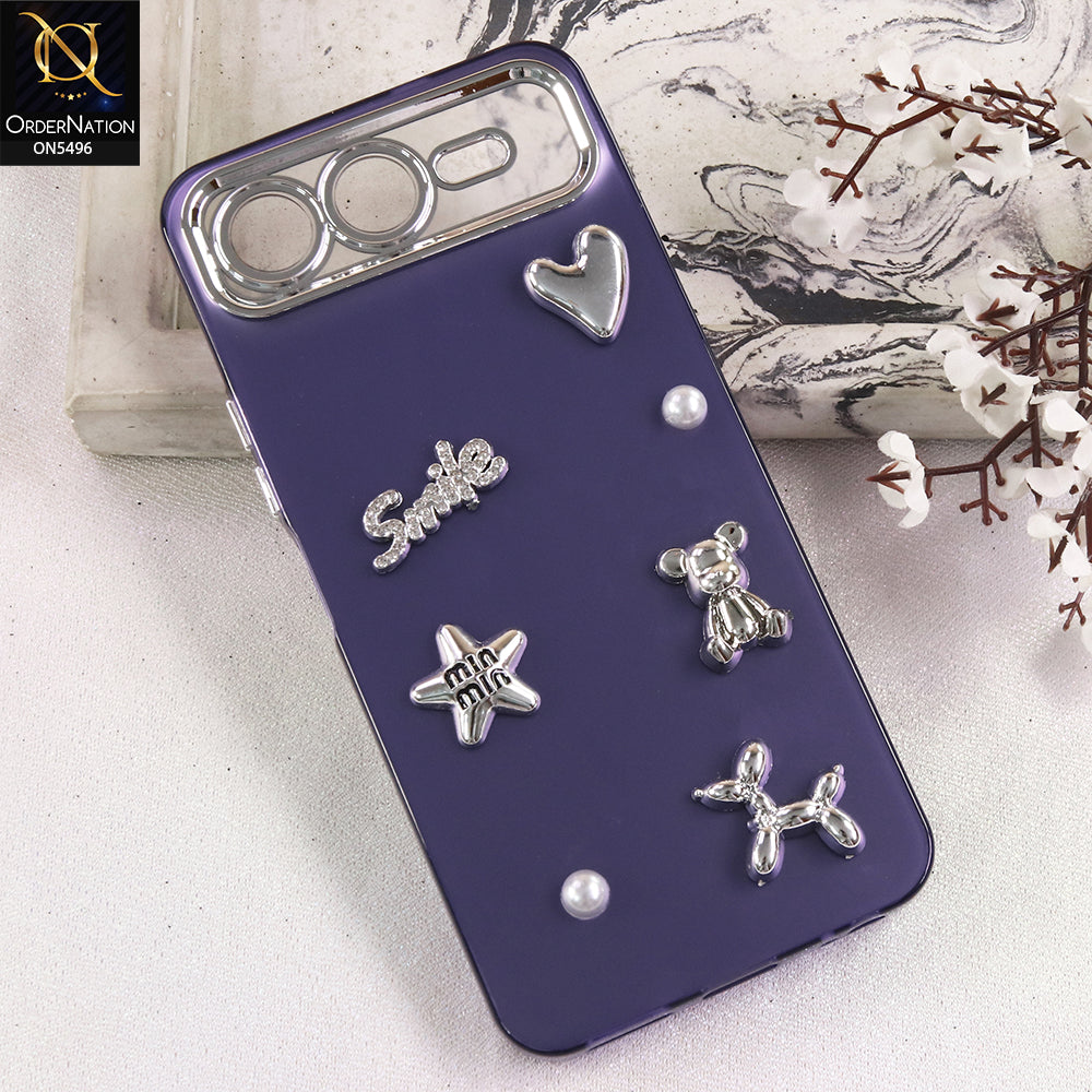 Infinix Smart 10 Plus - Purple -  3D Smile Cartoon Matte Shinny Case With Camera Protection Soft Border Case