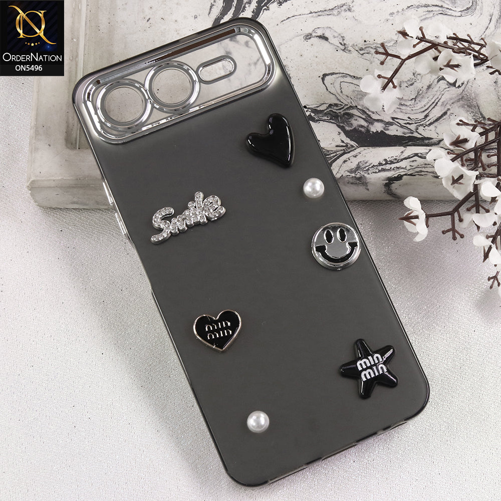 Infinix Smart 10 Plus -  Black -  3D Smile Cartoon Matte Shinny Case With Camera Protection Soft Border Case