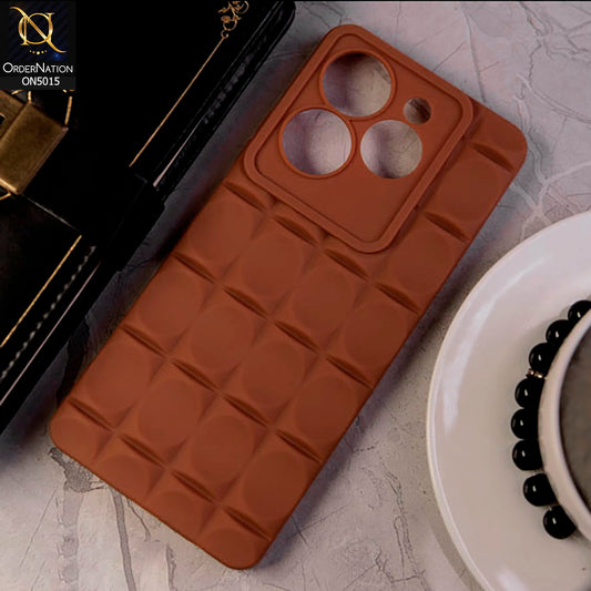 Infinix Hot 40 Cover - Brown - Geometric Cermaic Patteren Camera Protection Soft Silicone Case