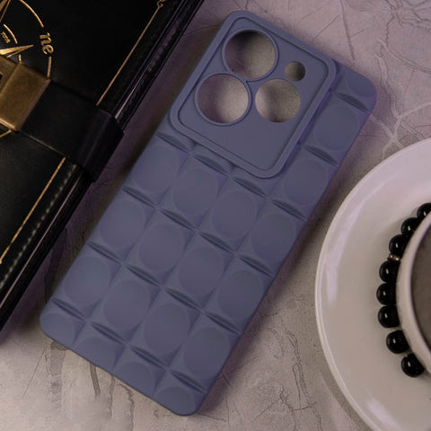 Infinix Hot 40 Cover - Light Blue - Geometric Cermaic Patteren Camera Protection Soft Silicone Case
