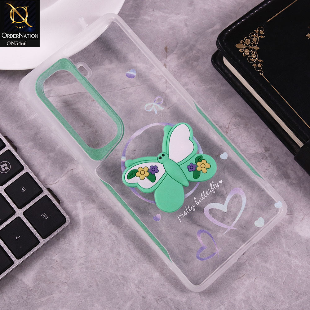 Infinix Hot 50 Pro Plus Cover - Sea Green - Cute 3D Butterfly Soft Case