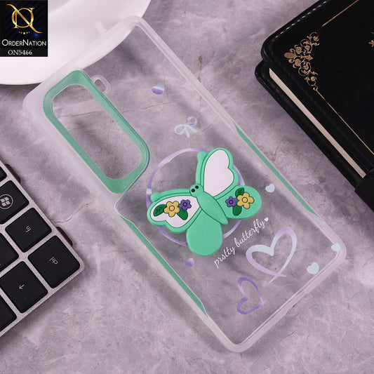 Infinix Hot 50 Pro Plus Cover - Sea Green - Cute 3D Butterfly Soft Case