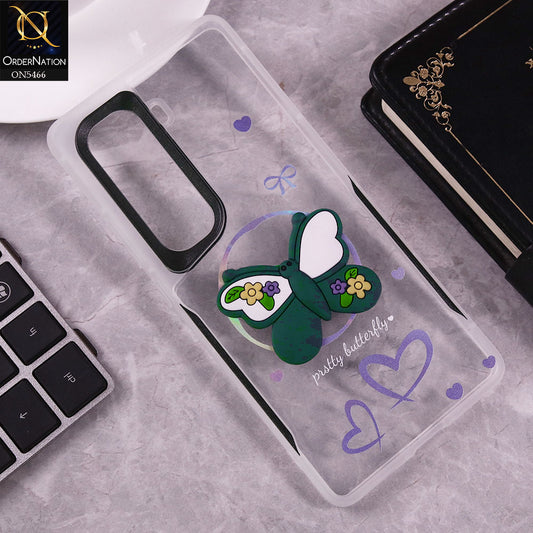 Infinix Hot 50 Pro Plus Cover - Green - Cute 3D Butterfly Soft Case