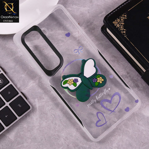Infinix Hot 50 Pro Plus Cover - Green - Cute 3D Butterfly Soft Case