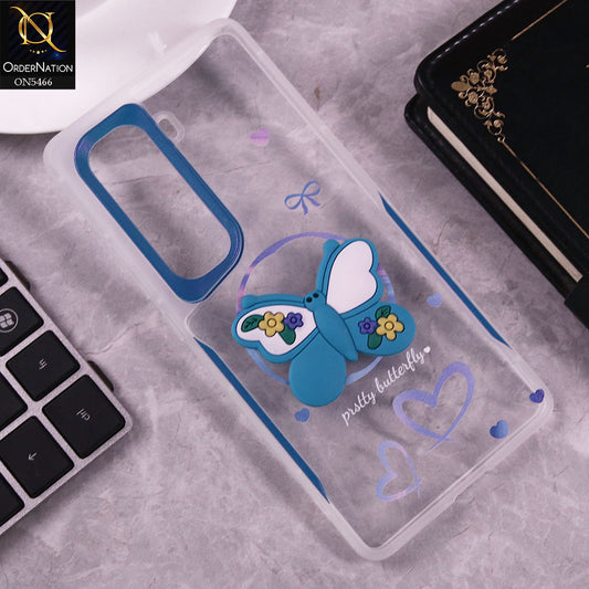 Infinix Hot 50 Pro Plus Cover - Blue - Cute 3D Butterfly Soft Case