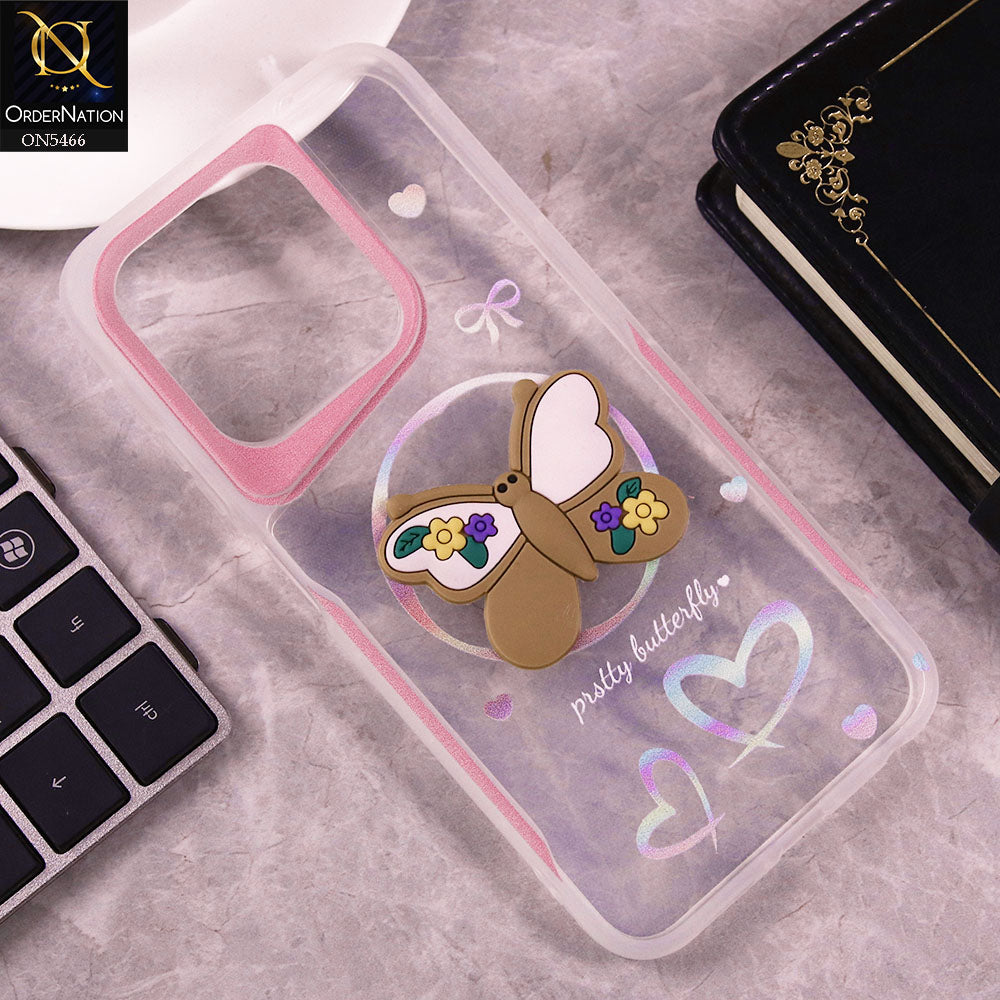 Infinix Smart 9 Cover - Brown - Cute 3D Butterfly Soft Case