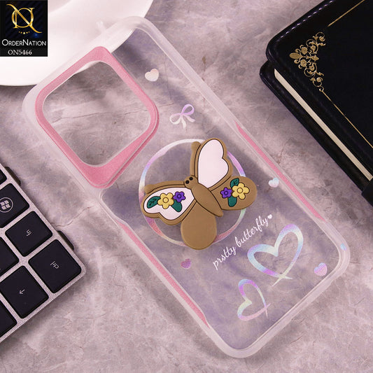 Infinix Hot 50i Cover - Brown - Cute 3D Butterfly Soft Case