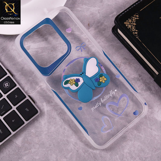 Infinix Hot 50i Cover - Blue - Cute 3D Butterfly Soft Case