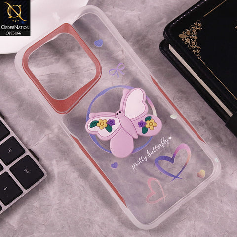 Infinix Smart 9 Cover - Purple - Cute 3D Butterfly Soft Case