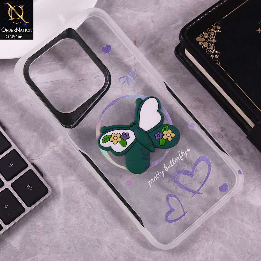 Infinix Smart 9 Cover - Green - Cute 3D Butterfly Soft Case
