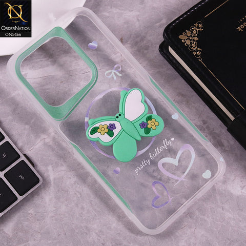 Infinix Smart 9 Cover - Sea Green - Cute 3D Butterfly Soft Case