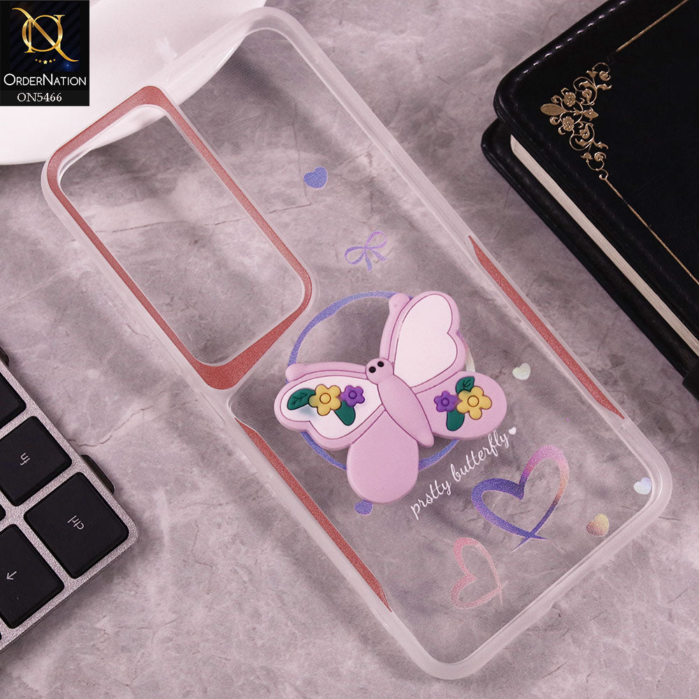 Vivo Y200 (2025) Cover - Purple - Cute 3D Butterfly Soft Case