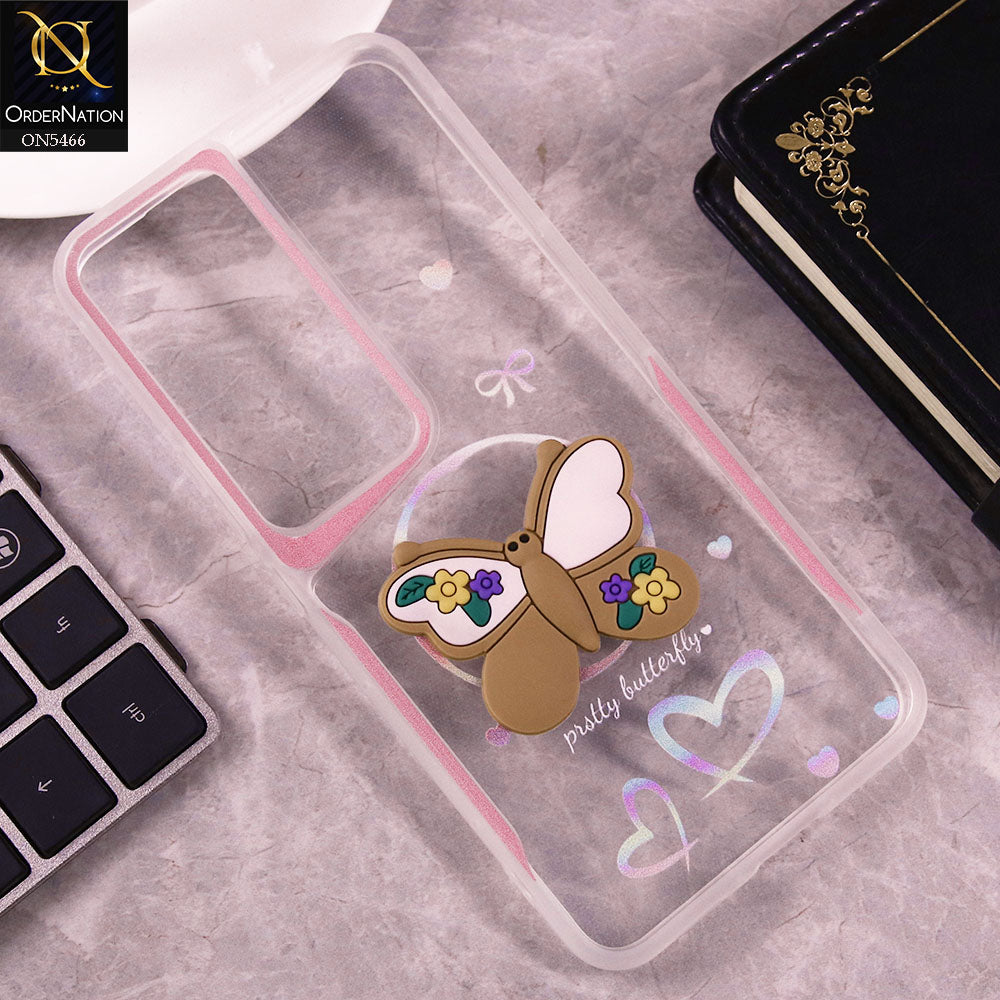 Vivo Y200 (2025) Cover - Brown - Cute 3D Butterfly Soft Case