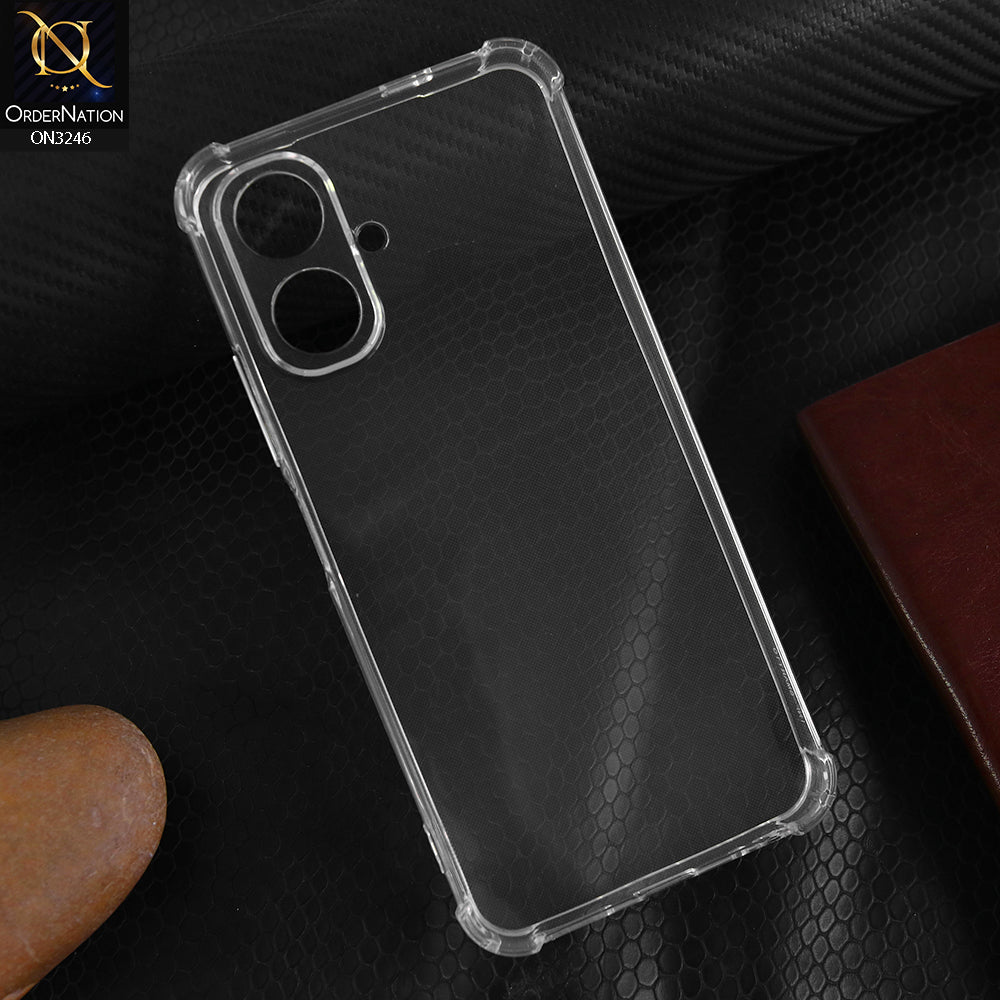 Tecno Pop 10 Cover - Transparent - Soft 4D Design Shockproof Silicone Transparent Clear Camera Protection Case