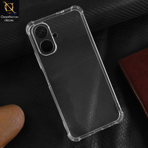 Tecno Pop 10 Cover - Transparent - Soft 4D Design Shockproof Silicone Transparent Clear Camera Protection Case