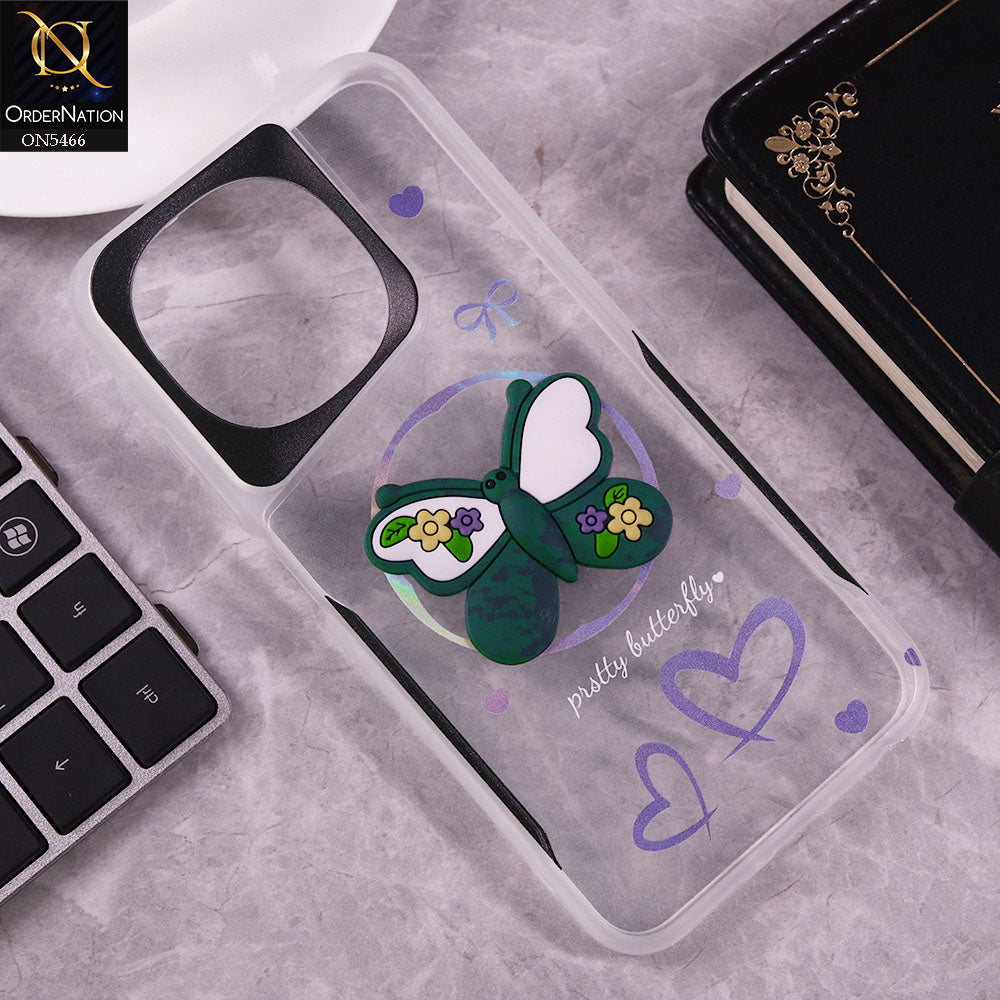Tecno Spark Go 1 Cover - Green - Cute 3D Butterfly Soft Case