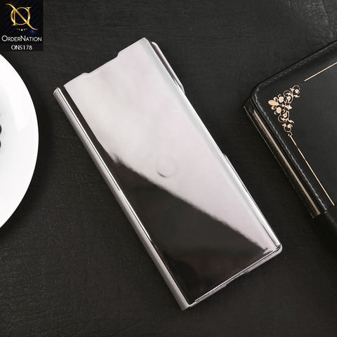 Samsung Galaxy Z Fold 6 5G Cover - Silver - Luxury Mirror View QR Flip Book Case