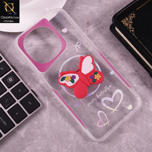 Tecno Spark Go 1 Cover - Red - Cute 3D Butterfly Soft Case