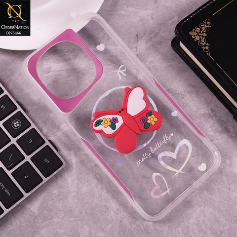 Tecno Spark Go 1 Cover - Red - Cute 3D Butterfly Soft Case
