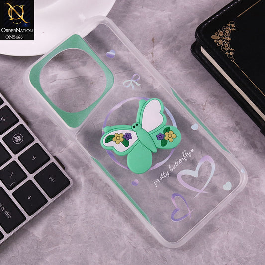 Tecno Spark Go 1 Cover - Sea Green - Cute 3D Butterfly Soft Case