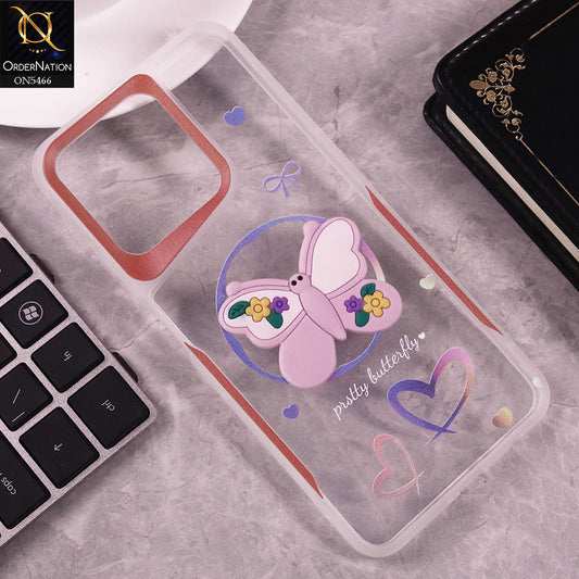 Realme Note 50 Cover - Purple - Cute 3D Butterfly Soft Case