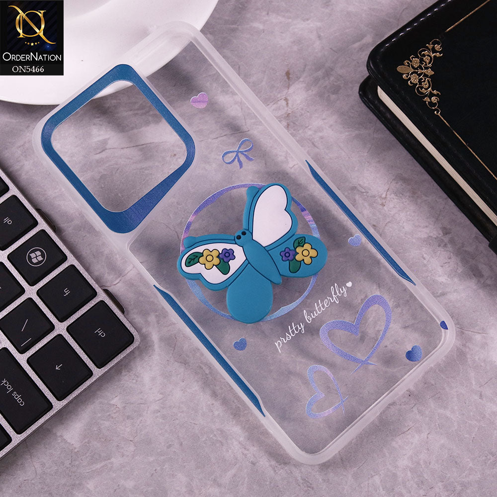 Realme Note 50 Cover - Blue - Cute 3D Butterfly Soft Case