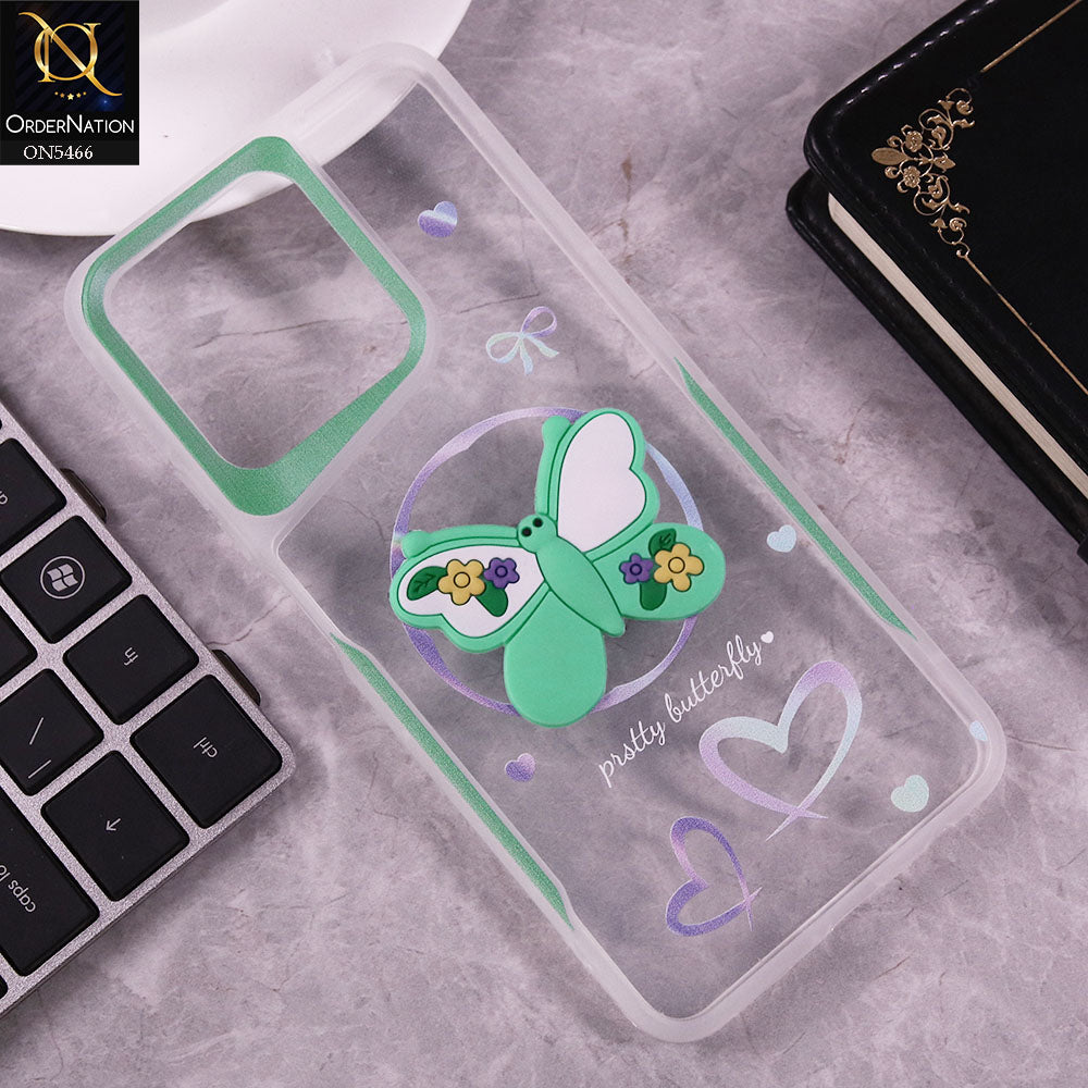 Realme Note 50 Cover - Sea Green - Cute 3D Butterfly Soft Case