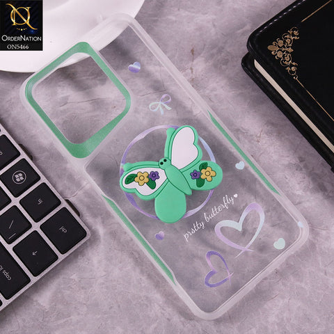 Realme Note 50 Cover - Sea Green - Cute 3D Butterfly Soft Case