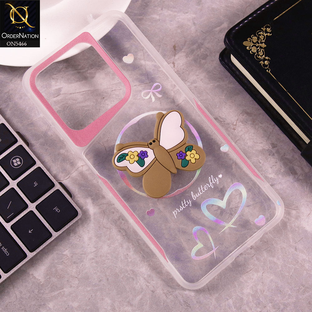 Realme Note 60x Cover - Brown - Cute 3D Butterfly Soft Case