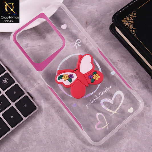 Realme C61 (India) Cover - Red - Cute 3D Butterfly Soft Case