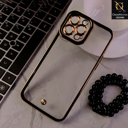 iPhone 13 Pro Max Cover - Black- New Electroplated Side Borders Camera Protection Case