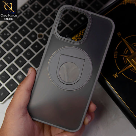 iPhone 15 Pro Max Cover - Gray - New Anti Shock Comfortable Camera Bumper Protection Soft Case With Ring Holder