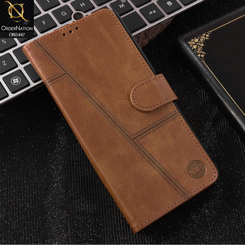 Xiaomi Redmi Note 10 Pro Max - Light Brown -  Premium Leather Megantic Flip Book Covers With Card Holding Option