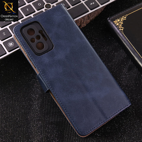 Xiaomi Redmi Note 10 Pro Max - Blue - Premium Leather Megantic Flip Book Covers With Card Holding Option