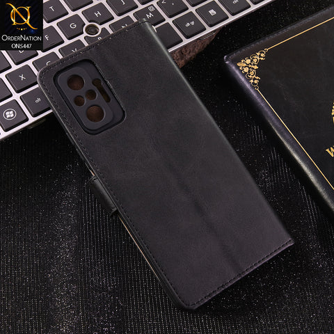 Xiaomi Redmi Note 10 Pro 4G Cover - Black  - Premium Leather Megantic Flip Book Covers With Card Holding Option