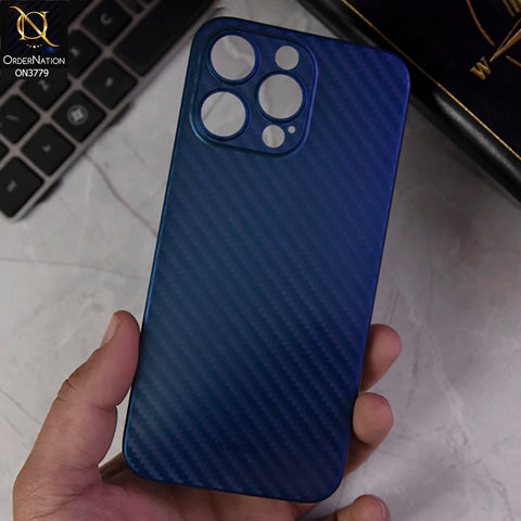 iPhone 15 Pro Max Cover - Blue - KZ-DOO Carbon Fiber Ultra Thin Protective Case
