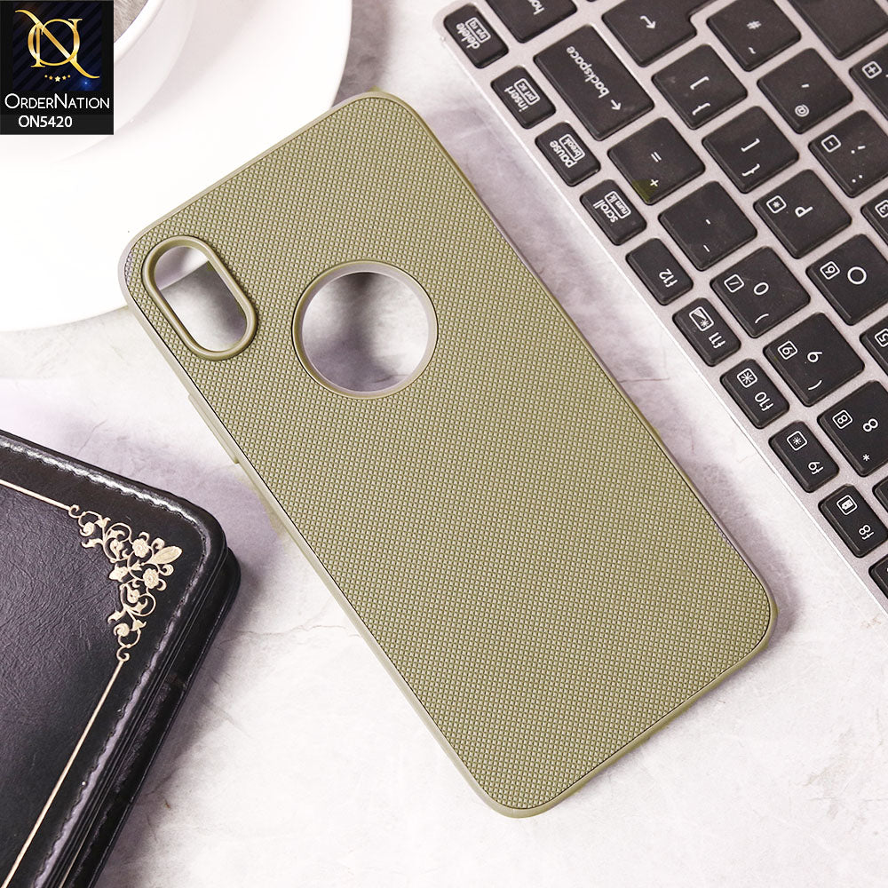 iPhone XS / X Cover - Gray - New Dotted Leather Texture Soft Borders Case